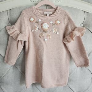Louise Misha Pink Ruffled Kids Sweater Dress